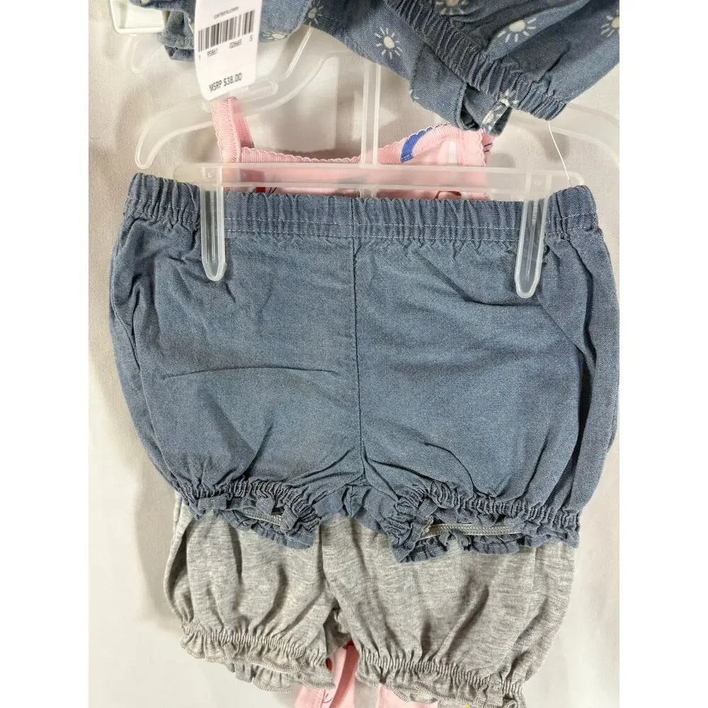 Carter's Girls 4 Piece Diaper Cover Set, Blue/Pink, Sz 6 mo, NWT